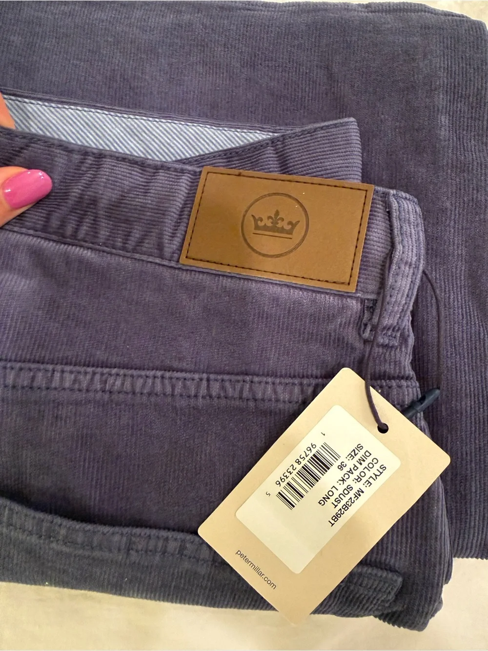 BRAND NEW Peter Millar Five Pocket Corduroy Stone Blue Pants